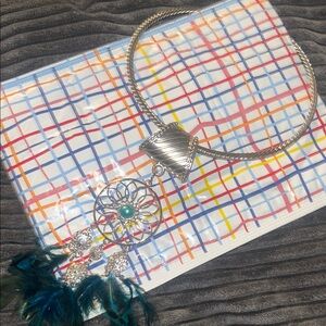 Silver Dreamcatcher Necklace with Turquoise Accents